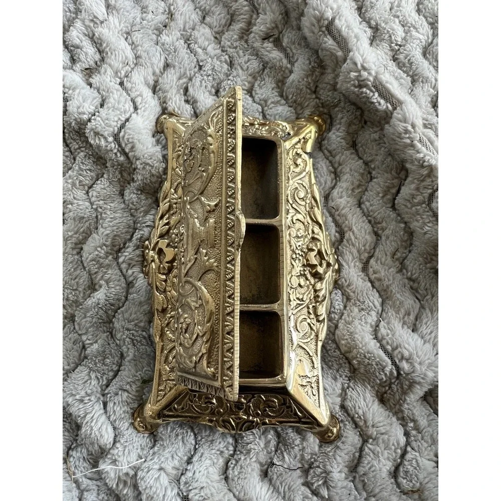 1930s ANTIQUE METAL DESKTOP INKWELL INKSTAND